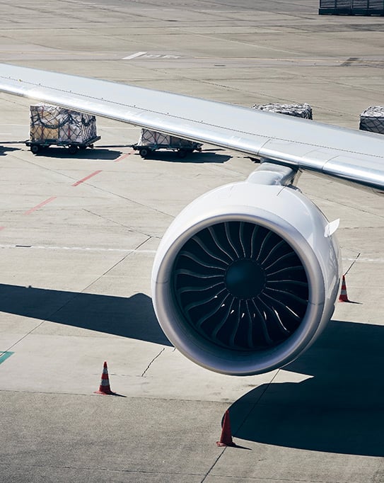 closeup of airplane engine
