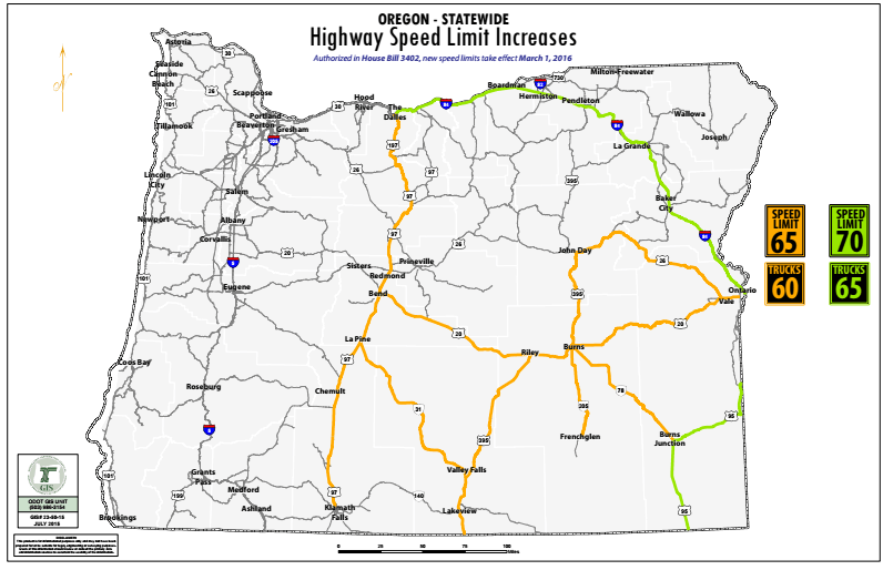 Oregon to raise speed limits on many highways March 1st